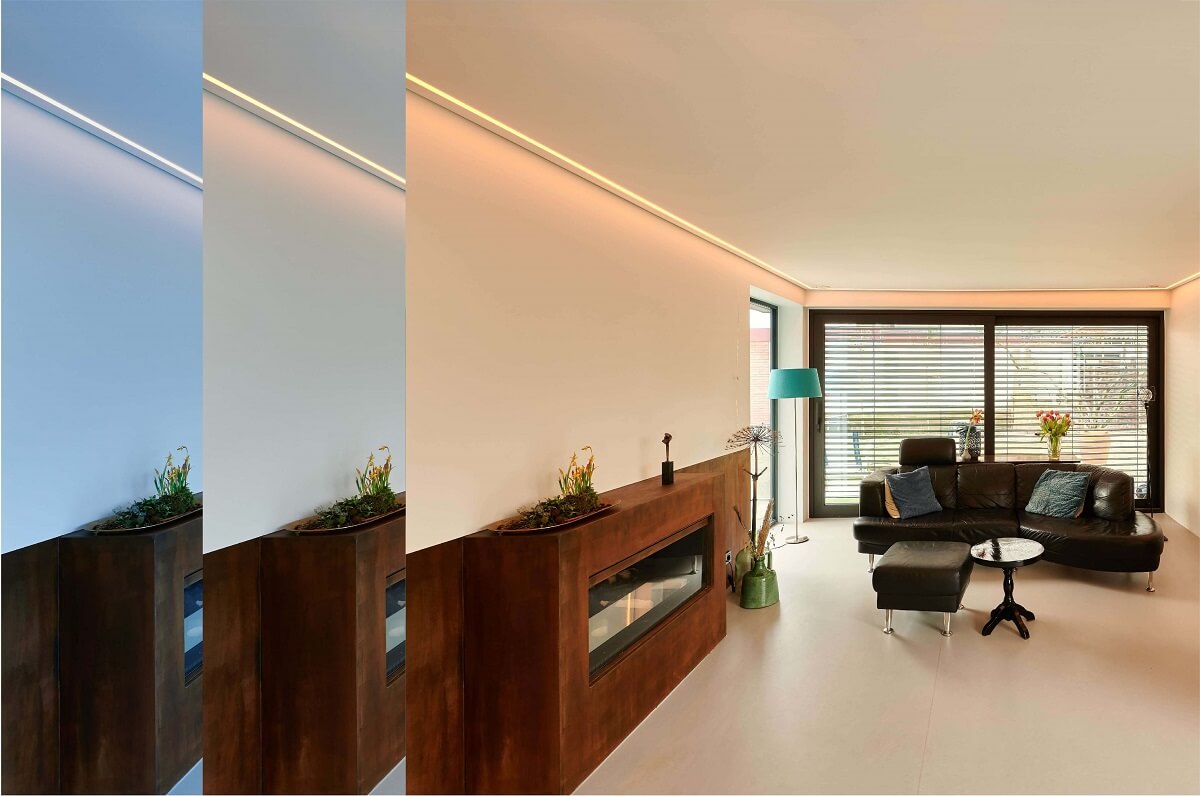 Plameco Spanndecken: minimalistischer Wohnbereich